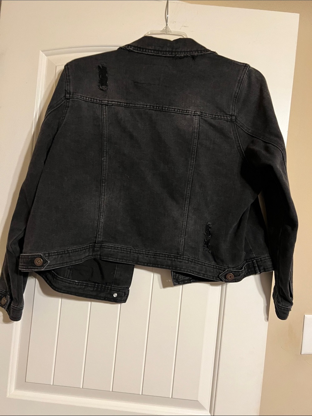 one 5 one Black Distressed Denim Jean Jacket
